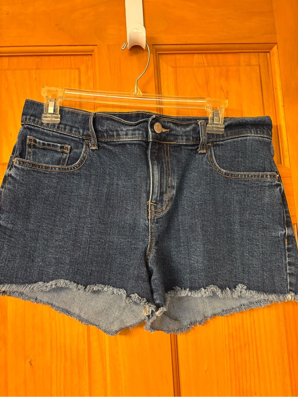 Old Navy Dark Blue Denim Cutoff Shorts with Frayed Hem